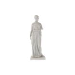 A LATE 19TH CENTURY ROYAL COPENHAGEN BISCUIT PORCELAIN FIGURE OF A CLASSICAL FEMALE