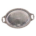 TWO EARLY 20TH CENTURY SILVER PLATED TEA TRAYS