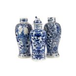 THREE 19TH CENTURY CHINESE BLUE & WHITE PORCELAIN VASES