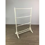 A VICTORIAN WHITE PAINTED TOWEL RAIL