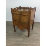 A 19TH CENTURY MAHOGANY TRAY TOP BEDSIDE COMMODE