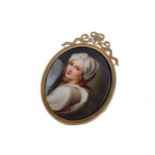 A LATE 19TH CENTURY CONTINENTAL PORCELAIN PORTRAIT PLAQUE OF BEATRICE CENCI