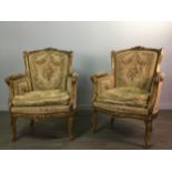 A 19TH CENTURY FRENCH GILTWOOD FIVE PIECE SALON SUITE