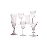 A REGENCY PORT GLASS ALONG WITH FIVE VICTORIAN GLASSES