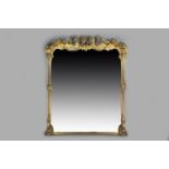 A VICTORIAN GILT GESSO OVERMANTEL MIRROR