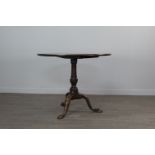 A GEORGE III MAHOGANY TIP-UP TRIPOD CIRCULAR TEA TABLE