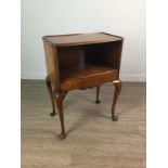 A MAHOGANY OBLONG BEDSIDE TABLE