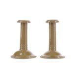 A PAIR OF EARLY 19TH CENTURY SPODE DRABWARE CANDLESTICKS