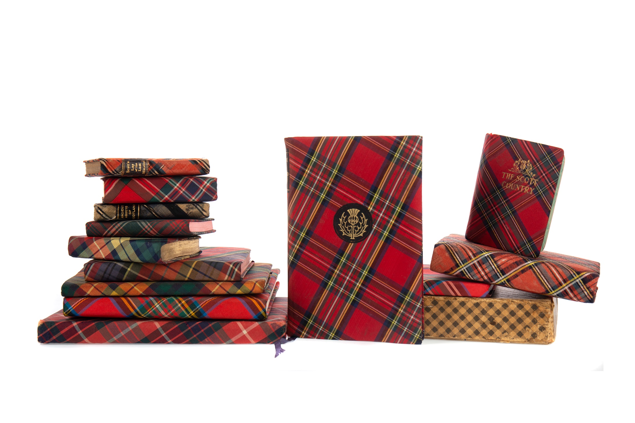 A GROUP OF TARTAN CLOTH BOUND VOLUMES