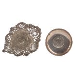 TWO SILVER PIN DISHES