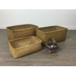 A COLLECTION OF FOUR WICKER BASKETS