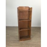 AN EARLY 20TH CENTURY STAINED WOOD OPEN BOOKCASE