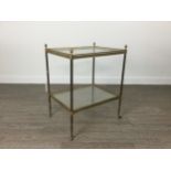 AN EARLY 20TH CENTURY BRASS SERVING TROLLEY