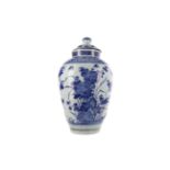 AN EARLY 19TH CENTURY DUTCH DELFTWARE BLUE & WHITE VASE AND COVER