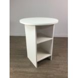 A LOT OF THREE CIRCULAR BEDSIDE TABLES