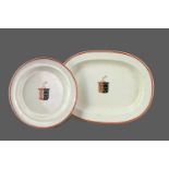 A SET OF EARLY 19TH CENTURY WEDGWOOD ARMORIAL EARTHENWARE SERVING DISHES