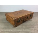 A VINTAGE TAN LEATHER SUITCASE AND A GLADSTONE BAG