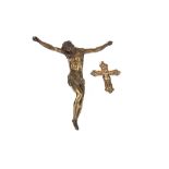 A VICTORIAN SILVER GILT CRUCIFIX, ALONG WITH A FIGURE OF CHRIST