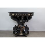 A 19TH CENTURY VENETIAN EBONISED BLACKAMOOR PIER TABLE