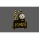 A 19TH CENTURY FRENCH GILT METAL MANTEL CLOCK