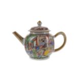 A 19TH CENTURY CHINESE FAMILLE ROSE TEAPOT AND COVER