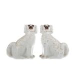 A PAIR OF MID-19TH CENTURY STAFFORDSHIRE WALLY DOGS