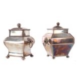TWO 19TH CENTURY OLD SHEFFIELD PLATE TEA CADDIES