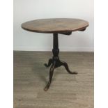 A GEORGE III MAHOGANY TILT TOP CIRCULAR TEA TABLE