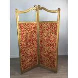 A LATE VICTORIAN GILTWOOD TWO PANEL DRESSING SCREEN