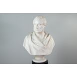 A PAINTED PLASTER BUST OF A GENTLEMAN