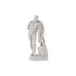 A LATE 19TH CENTURY CONTINENTAL PORCELAIN FIGURE OF THE FARNESE HERCULES