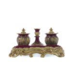 A MID-19TH CENTURY CONTINENTAL FAIENCE INK STAND