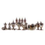 A COLLECTION OF SILVER AND PLATED CRUETS