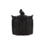 AN EARLY 19TH CENTURY EASTWOOD BLACK BASALT SUGAR BOWL AND COVER