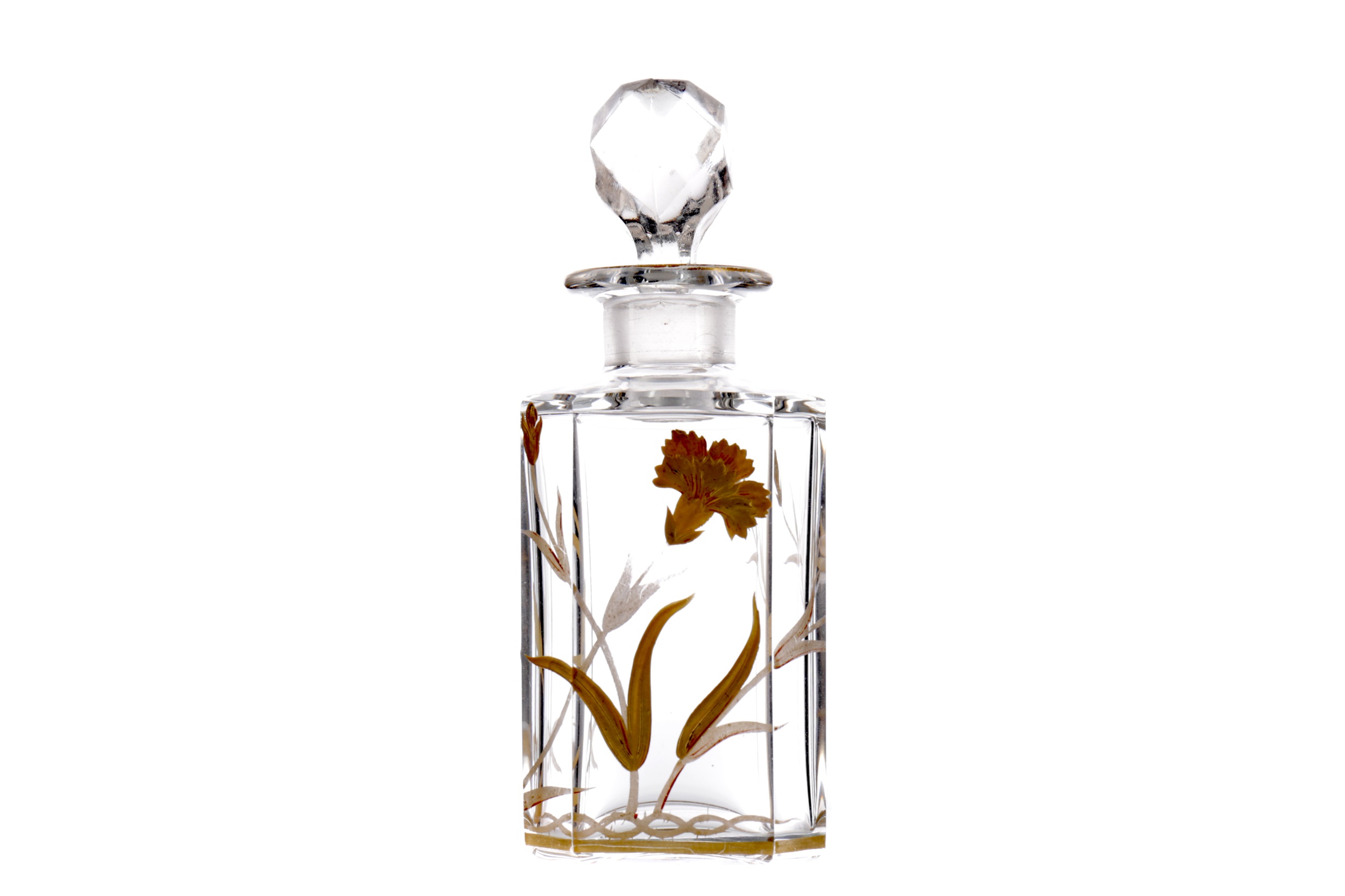 A LATE 19TH CENTURY GLASS SCENT BOTTLE AND STOPPER