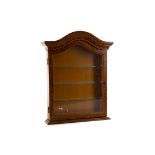 A SIMULATED BURR WALNUT WALL MOUNTED DISPLAY CABINET