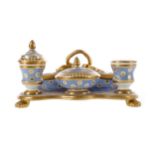 AN EARLY 19TH CENTURY CONTINENTAL PORCELAIN INK STAND