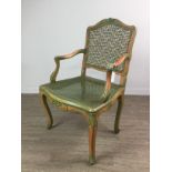 A STAINED AND PAINTED FAUTEUIL OF 18TH FRENCH DESIGN