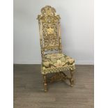A GILDED HIGH BACK SINGLE CHAIR IN THE MANNER OF DANIEL MAROT
