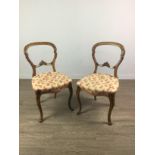 A PAIR OF VICTORIAN WALNUT BALLOON BACK SINGLE CHAIRS