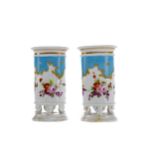 A PAIR OF MID 19TH CENTURY PARIS PORCELAIN SPILL VASES