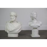 A LOT OF TWO COMPOSITION BUSTS OF HAVELOCK AND MARIE ANTOINETTE