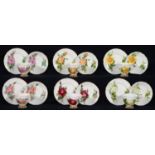 A HARLEQUIN SET OF SIX PARAGON BONE CHINA SIX WORLD FAMOUS ROSES PATTERN TEACUPS, SAUCERS AND PLATES
