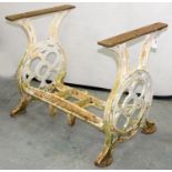 A VICTORIAN CAST IRON MACHINE BASE, C1900, 74CM H; 86 X 59CM Paint flaking - heavily in places, very