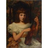 ETHEL  ELLERBY (EXH 1880-1901) - THE YOUNG VIOLINIST, SIGNED, DATED 1888, OIL ON CANVAS, 76 C56CM,