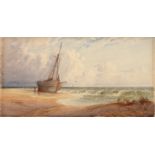 J. RENSHAW (EXHIBITED 1886-1894) - LOW TIDE, SIGNED, SIGNED AGAIN VERSO, WATERCOLOUR, 32 X 62CM,