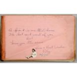AN ALBUM AMICORUM, LATE 1940S -C1955, FILLED WITH OFTEN LENGTHY INSCRIPTIONS, DRAWINGS AND