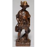 A BRONZE SCULPTURE OF A BOY WITH A GAME BIRD, CAST FROM A MODEL BY AUGUSTE MOREAU, 20TH C, RICH