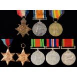 WORLD WARS I AND II GROUP OR EIGHT 1914-15 STAR, BRITISH WAR MEDAL, VICTORY MEDAL, 1939-1945 STAR,