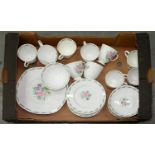 A SUSIE COOPER AND WEDGWOOD COMPOSED BONE CHINA FRAGRANCE PATTERN TEA SERVICE DESIGNED BY SUSIE